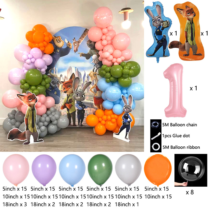 Zootopia Party Games - Zestaw balonów z motywem Zootopia, łuk