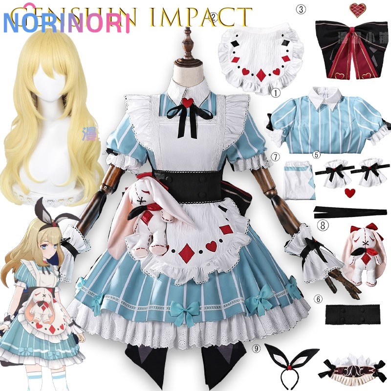 Party Games Alice In Wonderland - Kostium Cosplay Alice z Genshin Impact