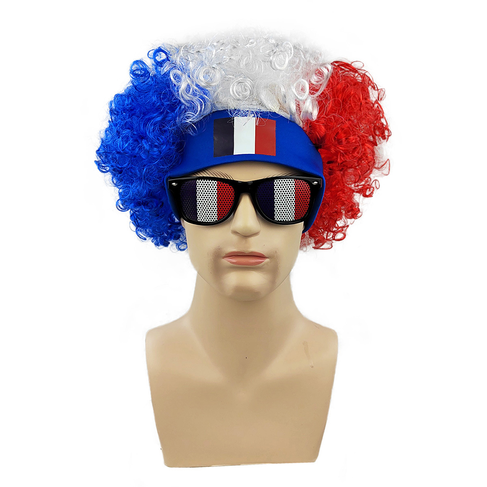 Party Games Usa - Zestaw: peruka afro z flagą USA